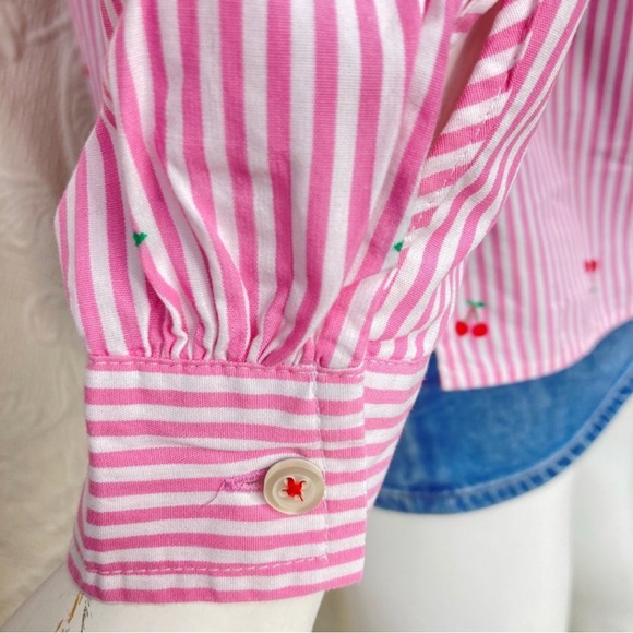 Talbots Cherry Jacquard Popover Women’s Shirt  Medium NWT embroidered cherries - Picture 5 of 11